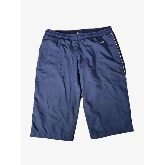 Nike Athletic Dept. Women's L Navy White Trim Track Pant Capri Elastic Waist - Picture 1 of 8